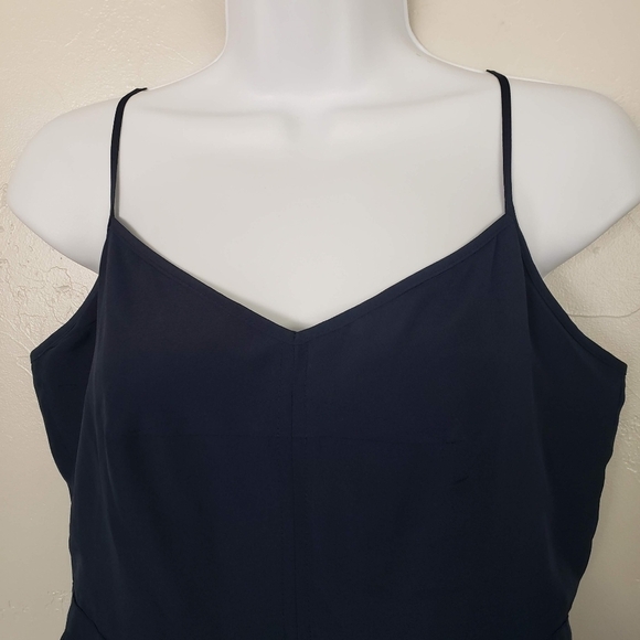 J.Crew Women's 10 Navy Blue Sleeveless Dress Spaghetti Strap V-neck Knee Length - Picture 4 of 10